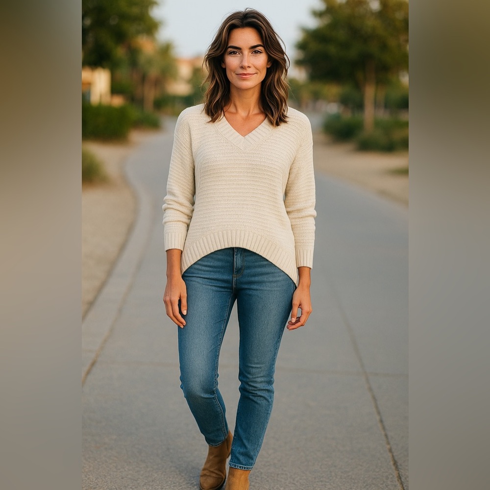 Paper Denim & Cloth Womens Oversized Minimalist Chunky Knit Wool Sweater XS